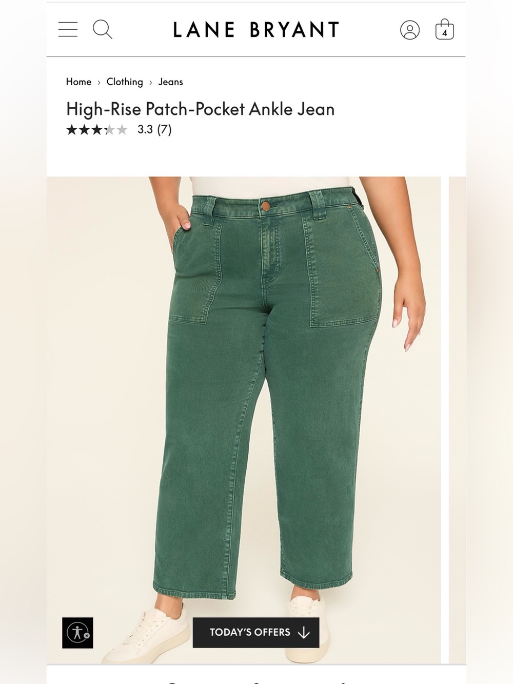 Lane Bryant Deep Green Denim Crop Pants 22 SHORT